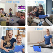 Callsky Kids Tablet, 10.1 Inch IPS HD Display, Android 15, Octa-Core Processor, 12GB RAM, 64GB Storage, Protective Case, Green