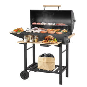 Segmart S5858 30-Inch Barrel Charcoal Grill with Warming Rack & Front Storage Basket
