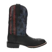 Ariat Sport Liberty Antler Men's Cowboy Boots, Full-Grain Leather, Embroidered, Black, 11-Inch Shaft, Wide Square Toe, Horseman Heel, 10064048