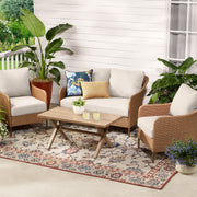 Mainstays WMTSTCO25081 Chelsea Outdoor Patio Steel 4-Pieces Deeping Seating Set with Beige Cushions, Beige