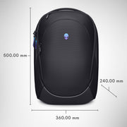 Dell Alienware 18 Backpack, 28L Capacity, Breathable 3D Mesh Sleeves, Impact-Resistant Molded Shell, RFID Safe Pocket, Iridescent Reflective Logo, Black, AW7825P