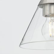 Better Homes & Gardens BH24W50001009WM Modern Dimmable Pendant Light, Brushed Nickel, Clear Cone Glass Shade, Adjustable Height, Medium Base Bulb Compatible