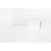 Mainstays MSD529801139010 ndoor Folding XL Oversized Tray Table Set of 4 in White L23.62 x W17.72 x H25.98 inches 4 Tables+1 Rack Stand
