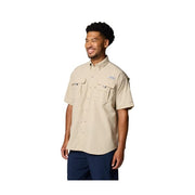 Columbia Men's PFG Bahama II Short Sleeve Fishing Shirt, Lightweight Nylon, Relaxed Fit, UPF Sun Protection, Fossil, 2X Tall, 10116531622XT