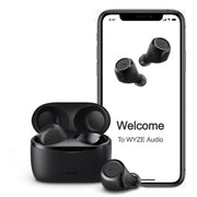 Wyze Wireless Earbuds, Bluetooth 5.0, IPX5 Sweat Resistant, 30 dB Noise Reduction, 4 Voice-Isolating Microphones, Alexa Built-In, True Wireless with Charging Case, Black, WE1BLK