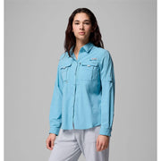 Columbia Women's PFG Bahama Elite Long Sleeve Shirt, Breathable Stretch Fabric, Closer-to-Body Fit, Blue, 2135101455XL