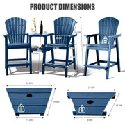 FOOWIN GJY2P-BU Tall Adirondack Chairs Set of 2, Navy Blue