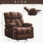 JONPONY XL-1273 Manual Recliner Chair with Heat Therapy and Massage Function, Brown