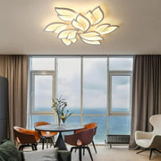 Garwarm YNFM7359-BG LED Ceiling Light Dimmable Flower Shape Flush Mount Ceiling Lamp Fixture 75W White 9-Head