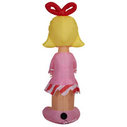 Gemmy Cindy Lou Who Inflatable Christmas Decoration, 5 Ft Tall, Pink Dress with Peppermint Candy, Indoor and Outdoor, LED Lights, Polyester