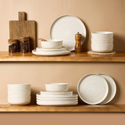 Famiware Constellatio Stoneware Dinnerware Set, 12-Piece, Beige, Dishwasher and Microwave Safe