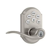 Kwikset 99170-001 SmartCode 917 Keypad Keyless Entry Traditional Residential Electronic Lever Deadbolt Alternative with Tustin Door Handle and SmartKey Security, Satin Nickel