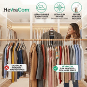 HevraCom Plastic Clothes Hangers, Heavy Duty, Non Slip Notches, White, 50 Pack