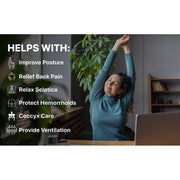 Platinum-Level Comfortable Ergonomic Memory Foam Lumbar and Seat Cushion Set, Black, PLC305216