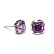 Swarovski Square Cut Purple Crystal Stud Earrings