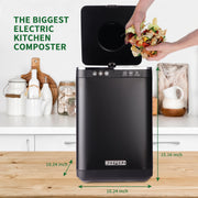 Keepeez 4L Electric Kitchen Composter, Quiet Odorless Food Waste Recycler with Auto Clean, Fast Cycle, Black, FWD-201