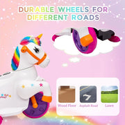 TRANSLINK 12V Unicorn Ride On Car with Music, Up and Down Motion, Electric Pony for Kids Ages 2-6, Rainbow