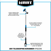 TTI HPSC01B Hart 20-Volt Telescoping Scrubber Kit (1) 20-Volt 1.5Ah Lithium-Ion Battery
