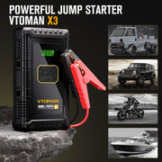 VTOMAN X3 Jump Starter with 3000A Peak Current, Built-in 150 PSI Digital Tire Inflator, 12V Battery Booster Pack, Portable Power Bank, LED Torch