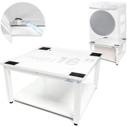 EZ Laundry Ezlaundry_27_White Pedestal for Washer/Dryer, 27 Anti-Vibration Steel Stand with Adjustable Feet Elevates 16 Includes Drain Pan & Hose (White)