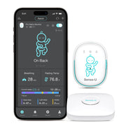 Sense-U Pro Baby Movement Monitor, Long Range, Tracks Abdominal Movement, Rollover, Sleeping Position, Temperature, Audible and Vibration Alerts, Supports Twins, Green