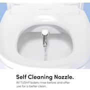 TUSHY Wave Non-Electric Bidet Seat with DuoFlow Front and Rear Wash, Self-Cleaning Nozzle, Soft-Close Lid, Bamboo Knob for Round Toilet