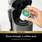 Ninja Pods & Grounds Specialty Single-Serve Coffee Maker, K-Cup Compatible, 4 Brew Styles, Built-In Frother, Gray, PB050