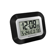 Westclox Black Digital LCD Wall Clock with Date, Day and Temperature