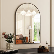 Grahmcy GRAHMCY-1226 Arched Bathroom Mirror, 16 x 24 in, Black Aluminum Frame