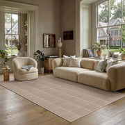 PureCozy 5'x7' Area Rug, Contemporary Beige Plaid, Low Pile, Non-Slip, Machine Washable