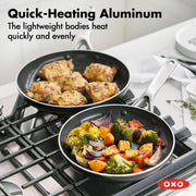 OXO 12 Piece Nonstick Aluminum Cookware Set, Matte Black