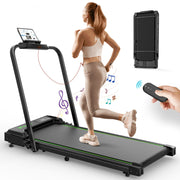 Patbrela 2 in 1 Foldable Walking Pad Treadmill with Handlebar, 2.5HP Motor, LED Display, Remote Control, Supports 300 lbs, Under Desk, Black