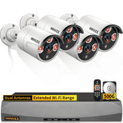 OOSSXX 5MP PoE Security Camera System with AI Motion Detection, 8-Channel 4K PoE NVR, 500GB Hard Drive, Outdoor Wired Surveillance, IP67 Waterproof Metal Cameras