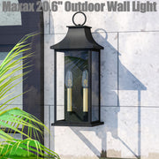 Lawyettle Dusk to Dawn Outdoor Wall Light, 20.6 in Large 2-Light Black Waterproof Wall Sconce with Glass, Modern Exterior Wall Lantern for Porch, Garage, Patio MX7008