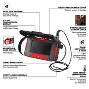 Milwaukee M12 Auto Shop Borescope with Wi-Fi File Sharing, 5.5in HD Touchscreen, Dual Cameras, 5mm Camera Head, Cordless, Red/Black, 3151-21