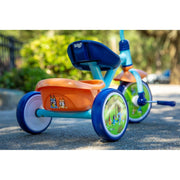 Dynacraft Bluey 10-Inch Toddler Tricycle with Steel Frame, EVA Tires, Rear Storage Basket, Blue/Orange