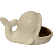 Sheffield Home Whale Trinket dish. White and Gold. Made Out Of Resin. 2 1/2 inches tall