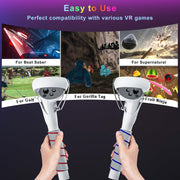Qoosea 2 Controller Handle Attachments Dual Extension Grips for Meta Quest 2 VR Games, Soft Sponge, Detachable Long and Double Handle, Black