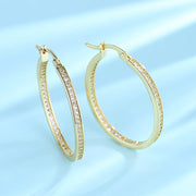Amy and Annette 14K Gold Hoop Earrings with crystals, Yellow Gold-Plated