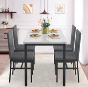 Segmart 5-Piece Faux Marble Top Dining Table Set for 4, Gray - Space-saving Design