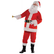 Amscan Classic Adult Santa Claus Costume, Red Flannel Jacket with White Faux Fur Trim, Pants with Pockets, Hat, Beard, Black Belt, Boot Covers, XXX-Large