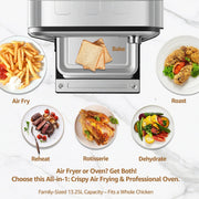 Fatabeta FM1053 Multifunctional Digital Air Fryer Oven, 14QT 8-in-1 Countertop Convection Oven, Black