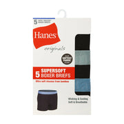 Hanes BRO2BB Originals Boys' SuperSoft Boxer Brief Underwear, M, Black, 5-Pack