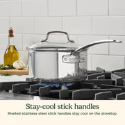Cuisinart Advantage Pro Series 13-Piece Stainless Steel Cookware Set, Aluminum-Encapsulated Base, Oven Safe, Induction Compatible, Silver, 92CP-13