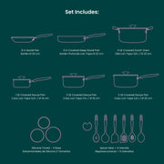 Tramontina Ceramaware 20-Piece Ceramic Nonstick Cookware Set, Green, Aluminum Construction, Tempered Glass Lids, Includes Silicone Trivets and Nylon Utensils