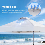 CHITOOMA 10x10ft Pop-Up Canopy Tent, Waterproof, UPF 50+ Sun Protection, Adjustable Height, Alloy Steel Frame, Straight Leg, Outdoor Shelter, White