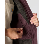 Carhartt Women's Iconic Washed Duck Sierra Jacket, Sherpa-Lined, Hooded, Blackberry, 2X, 104292