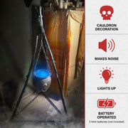 Haunted Hill Farm 4.7 ft Animated Witch Cauldron with LED Lights and Touch-Activated Sound