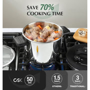 Koch Systeme CS 101176 8.5-Quart Stainless Steel Pressure Cooker, 3-in-1 Multi-Function