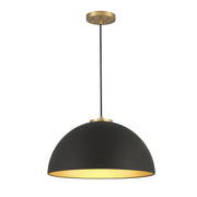 Trade Winds Lighting Hazel 1 Light Pendant in Matte Black with Natural Brass